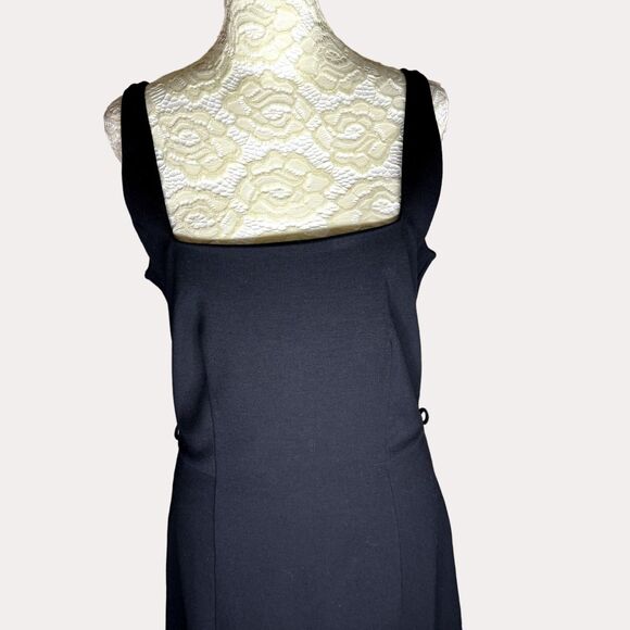 Mango Suit Sheath Dress Square Neck Sleeveless Black M am - Picture 2 of 7